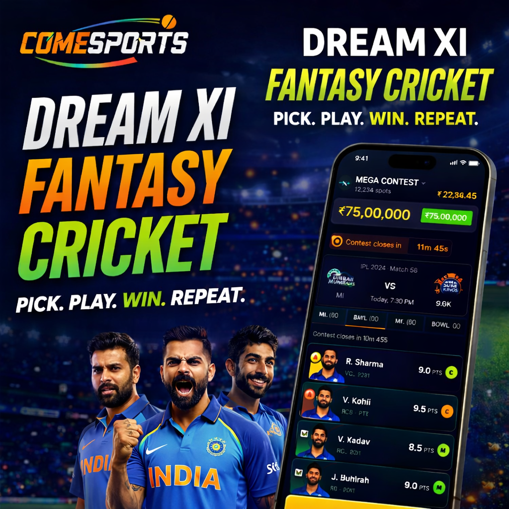 Come Fantasy Hub fantasy cricket challenge visual